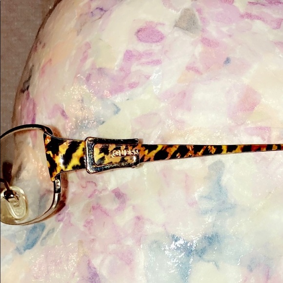 EUC GUESS GU1539 BRN Brown/Leopard Print Eyeglasses Frame Half Rimless 51-18-140 - Picture 10 of 15
